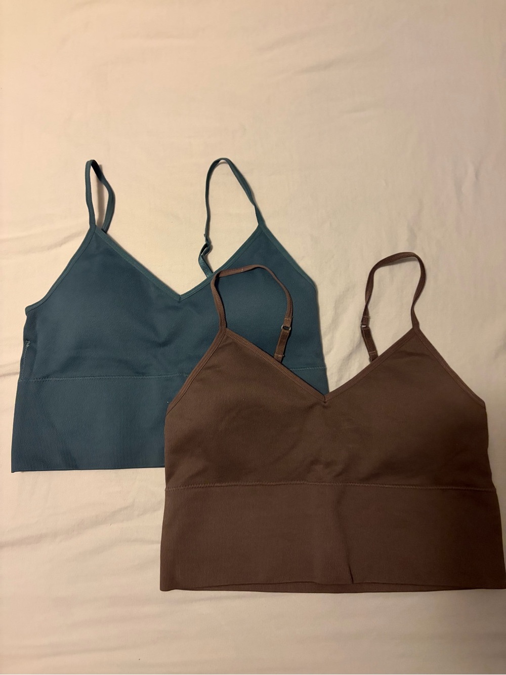 Garage Blue and Brown Ribbed V-Neck Tank Tops (2-Pack)